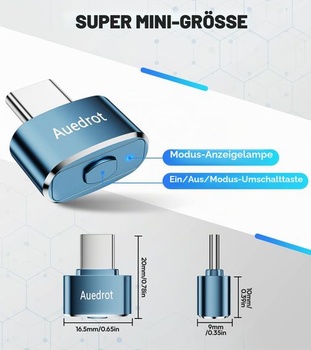 AUEDROT Mouse Jiggler USB-C Nedetekovateľný Mover s prepínačom, Kovový Mouse Jiggler Automatický