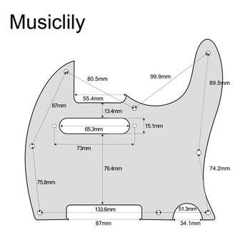 Pickguard Musically Pro s 8 otvormi pre elektrickú gitaru Tagima TW-55 Tele Style, 3-vrstvový krémový