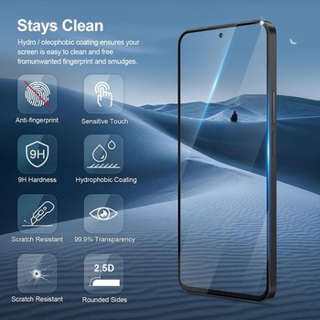 GiiYoon 3dielne balenie tvrdeného skla pre Honor 90 Lite / Honor V30, HD ochrana displeja, tvrdosť 9H,