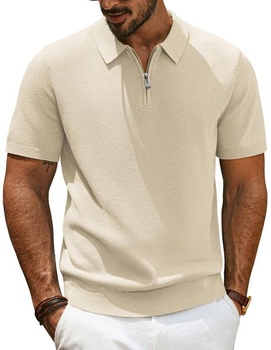 Pánske polo tričko s krátkym rukávom a zapínaním na zips PJ PAUL JONES, pletené polo tričko,