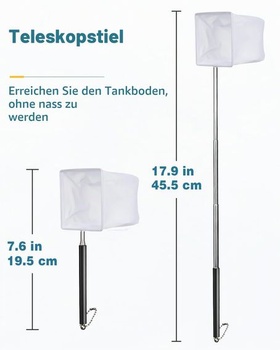 Pawfly Akvarijná sieťka na krevety 5-10 cm Malá rybárska sieťka s roztiahnuteľnou rukoväťou z nerezovej