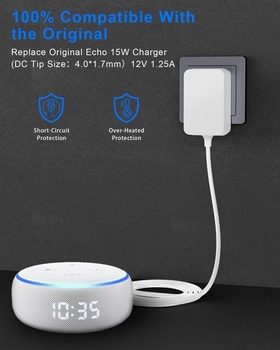 15W napájací zdroj kompatibilný s Echo Dot 3/4. generácie, Echo Dot s hodinami 3/4. generácie, Echo