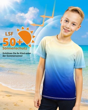 Chlapecké plavecké tričko s krátkým rukávem s UV filtrem UPF 50+ pro děti 3-11 let –