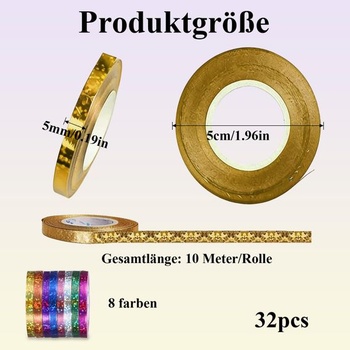 Dreamil 32 trblietavých farebných stuh v 8 farbách, 320 metrov dlhé, pre narodeniny, svadobné