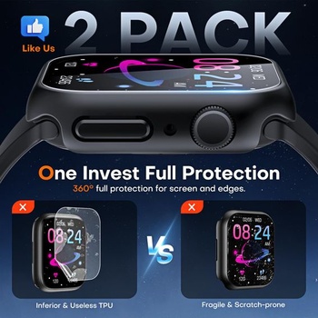 Púzdro TAURI pre Apple Watch Series 12 42 mm, 2 kusy - čierne