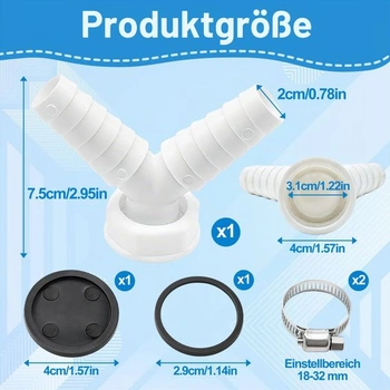 Dvojité pripojenie odpadu práčky, 1palcový adaptér Y-kusu, dvojitý adaptér odpadu práčky so sušičkou