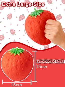 Veľká jahodová antistresová mačkacia hračka pre dospelých