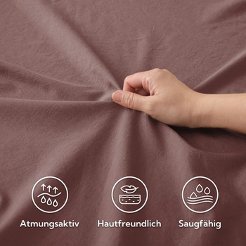 Napínacie prestieradlo SOULFUL 90x190cm, 100% praná bavlna, tehlovo červená. Tehlovo červená