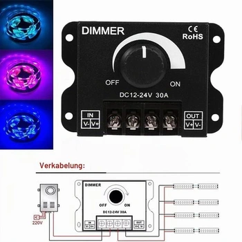 Stmievač 12V-24V 30A LED spínač manuálne ovládanie pre LED pásky jednofarebné LED pásky osvetlenie
