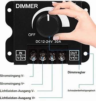 Stmievač 12V-24V 30A LED spínač manuálne ovládanie pre LED pásky jednofarebné LED pásky osvetlenie