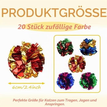 20 farebných mačacích loptičiek, 6 cm vlniace sa loptičky pre mačky, farebné vlniace sa loptičky, interaktívne