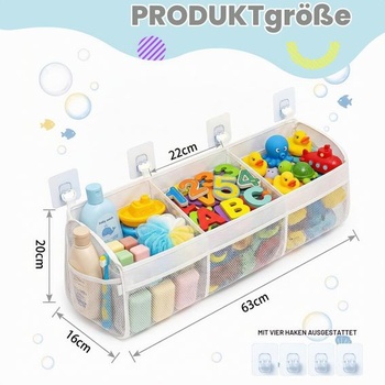 Úložný prostor na hračky do koupele se 3 přihrádkami - Organizér na hračky do koupele, pro