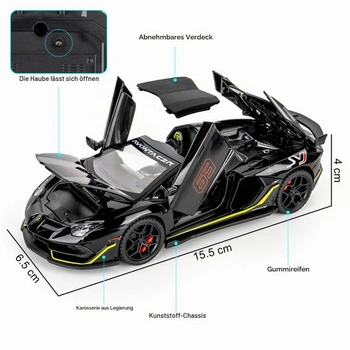 Model auta TGRCM-CZ Lamborghini SVJ 63 v mierke 1/32, naťahovací model auta zo zliatiny zinku sa