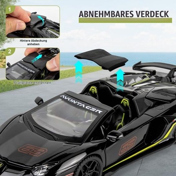 Model auta TGRCM-CZ Lamborghini SVJ 63 v měřítku 1/32, natahovací model auta ze slitiny zinku se