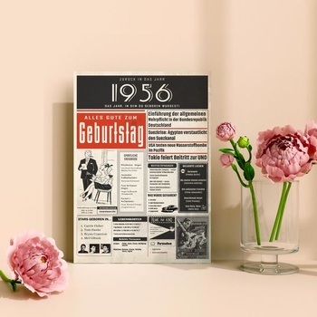 Narodeninová karta 1956, personalizovaný darček s udalosťami od roku narodenia | Narodeninový darček