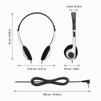Odolná retro sluchátka, drátová, lehká stereo sluchátka