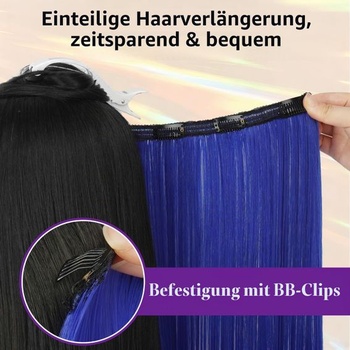 Sofeiyan Clip-in vlasové predlžovanie, 50 cm rovné farebné predlžovanie vlasov modré