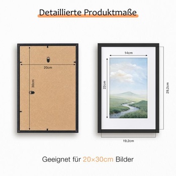 1 balenie čiernych obrazových rámov 20×30 cm MDF rámy s akrylovým sklom, sada 1 kusov čierna 20 x 30 cm