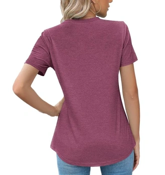 Dámské tričko, kulatý výstřih, plisované, elegantní top, ležérní, volné, tunika s krátkým rukávem,