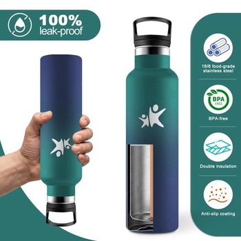 Termoska 750ml, dvoustěnná izolovaná, bez BPA, nepropustná láhev na pití z nerezové oceli, vhodná