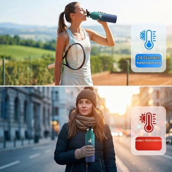 Termoska 750ml, dvoustěnná izolovaná, bez BPA, nepropustná láhev na pití z nerezové oceli, vhodná