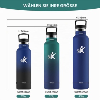 Termoska 750ml, dvoustěnná izolovaná, bez BPA, nepropustná láhev na pití z nerezové oceli, vhodná