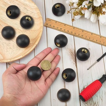 FINGERINSPIRE 10dielna sada guľových gombíkov so závitom, priemer 35,5 mm, okrúhla čierna bakelitová