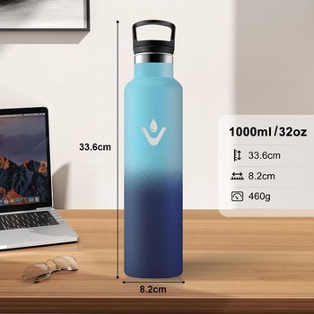 Termoska 1l, nepropustná láhev na pití, izolovaná láhev s brčkem, láhev na vodu pro fitness, běh,