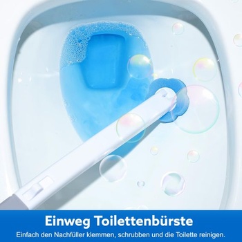 Wlich Jednorazová toaletná kefa, WC kefa, 48 náplní, nástenný držiak, biela a šedá, s 48