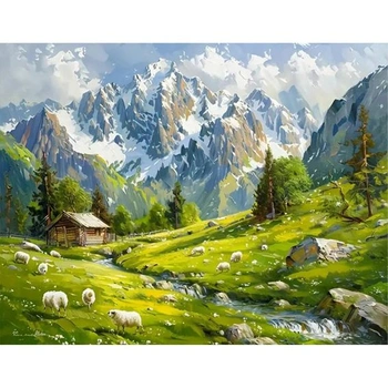 SHEGHUC 50x40cm štvorcové kamene diamantová maľba krajina…