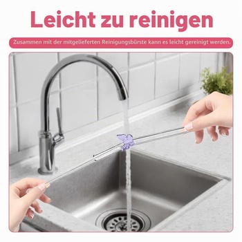 12dílná sada skleněných brček, 20 cm x 8 mm, se 2 čisticími kartáčky