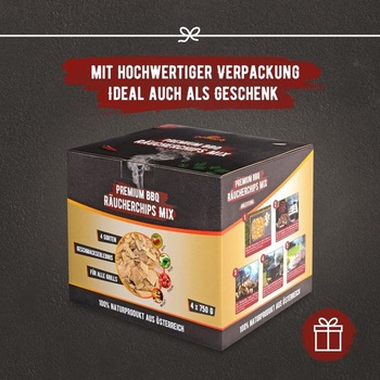 Grillart® Premium BBQ Smoking Chips Mix XL súprava 4 kusov pre tú špeciálnu dymovú chuť - vysoko