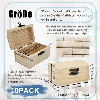 Malá drevená krabička, sada 10 drevených šperkovníc, malá drevená krabička na maľovanie, mini truhla