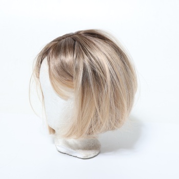 FESHFEN Ombre blond krátka bob parochňa s ofinou, 28 cm rovná ombre blond parochňa na karneval,