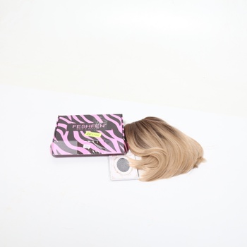 FESHFEN Ombre blond krátka bob parochňa s ofinou, 28 cm rovná ombre blond parochňa na karneval,