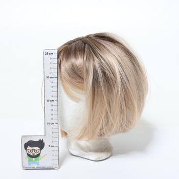 FESHFEN Ombre blond krátka bob parochňa s ofinou, 28 cm rovná ombre blond parochňa na karneval,