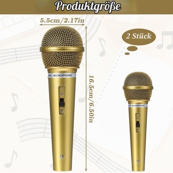 2 atrapy mikrofonů, rekvizity z plastu a kovu, 16 x 5,5 cm, falešný mikrofon na karneval, karaoke,