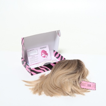 FESHFEN Ombre blond krátka bob parochňa s ofinou, 28 cm rovná ombre blond parochňa na karneval,
