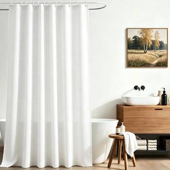 Sprchový záves Lerores 200x200 cm čisto biely, zaťažený…