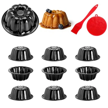 Sada 10 mini forem na dorty Bundt, formy z uhlíkové oceli s…