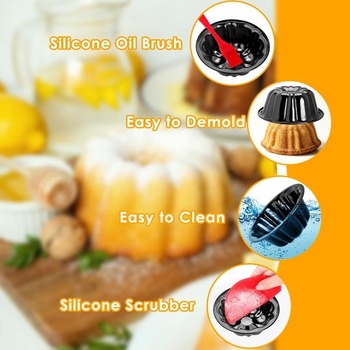 Súprava 10 mini foriem na torty Bundt, formy z uhlíkovej ocele s nepriľnavým povrchom s priemerom 11,5 cm,