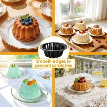 Súprava 10 mini foriem na torty Bundt, formy z uhlíkovej ocele s nepriľnavým povrchom s priemerom 11,5 cm,