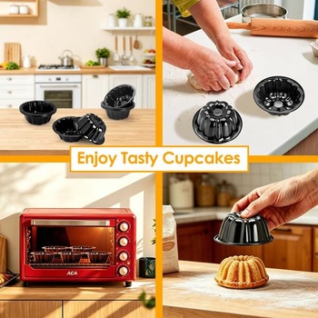 Súprava 10 mini foriem na torty Bundt, formy z uhlíkovej ocele s nepriľnavým povrchom s priemerom 11,5 cm,