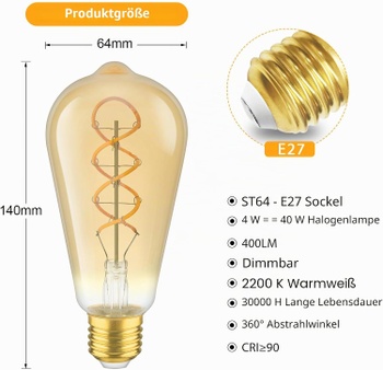 Žiarovky URing stmievateľné, 4W, 3ks