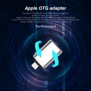 Adaptérový kábel USB Lightning na konektor pre slúchadlá pre iPhone, certifikovaný Apple MFi, OTG