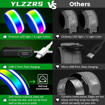Náramok Ylzzrs LED, reflexný, svetelný, 2 ks