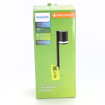 Solární venkovní nástěnné svítidlo Philips Fyve, 1,5 W, 2700 K, černé, odolné vůči povětrnostním