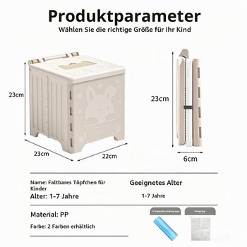 Skládací dětský nočník, nočník pro děti na cesty, cestovní dětský nočník, přenosná toaleta pro