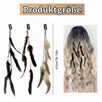 Sada 6 sponek do vlasů z peří, dámské vlasové doplňky, prodlužování vlasů z peří, boho čelenka na
