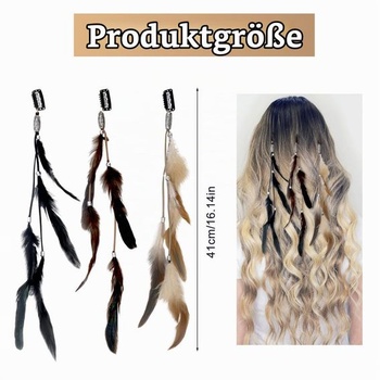 Sada 6 sponiek do vlasov z peria, dámske vlasové doplnky, predlžovanie vlasov z peria, boho čelenka na
